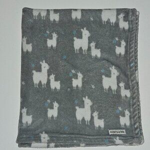 Blankets & Beyond Llama Alpaca Fleece Baby Blanket Gray White 26x30